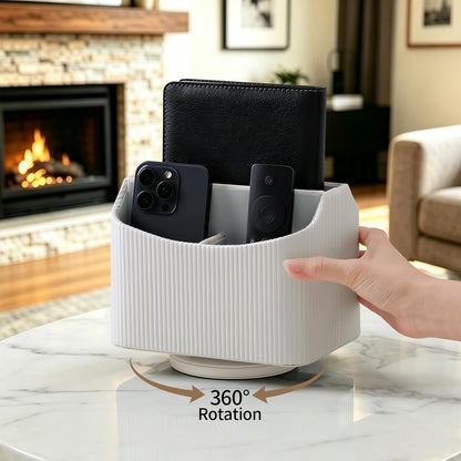360° Rotating TV Remote Control Holder Desk Remote Organizer White
