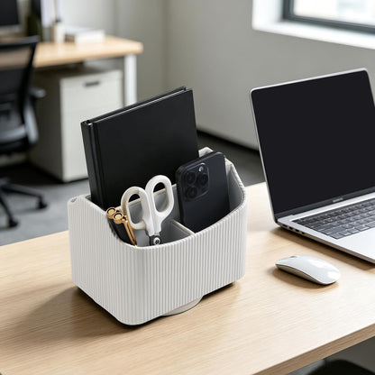 360° Rotating TV Remote Control Holder Desk Remote Organizer White
