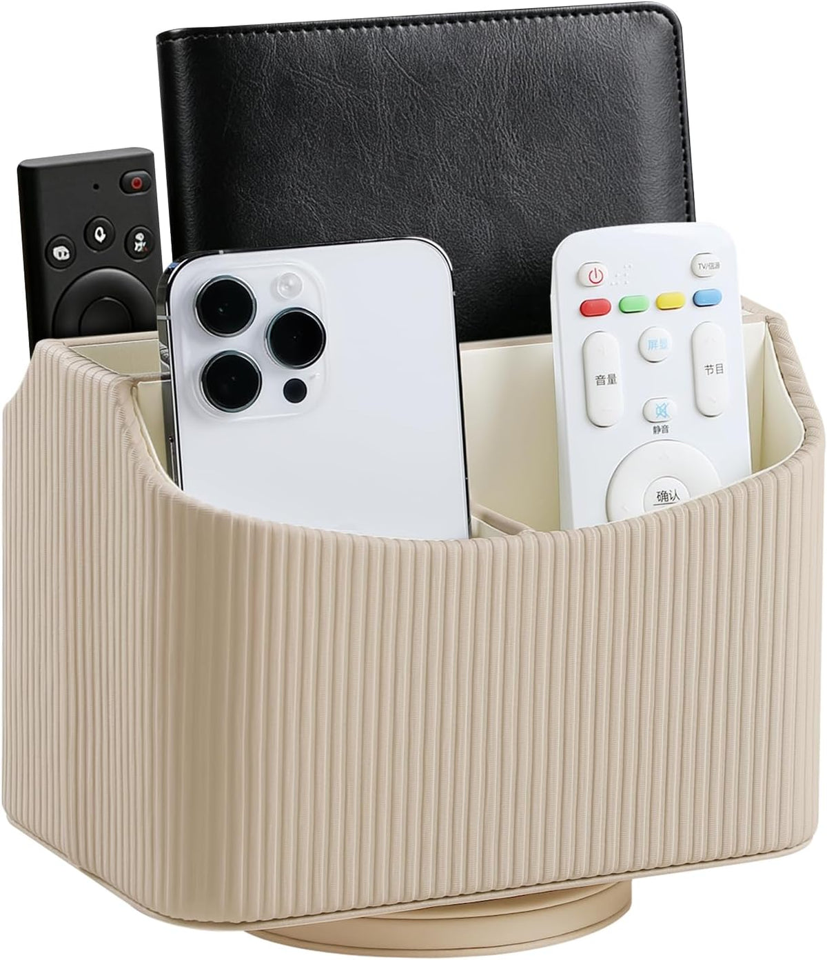 360° Rotating TV Remote Control Holder Desk Remote Organizer White