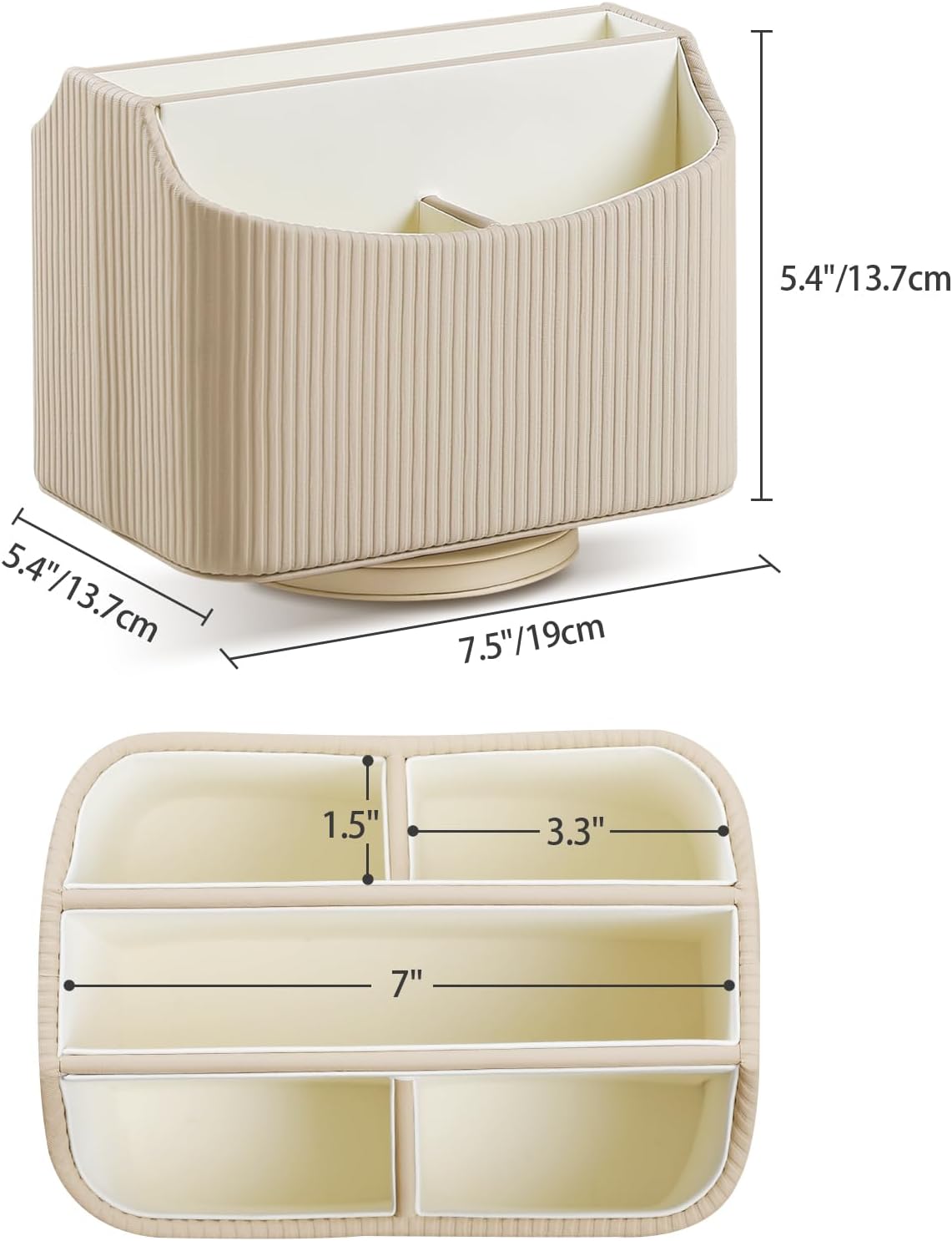 360° Rotating TV Remote Control Holder Desk Remote Organizer White
