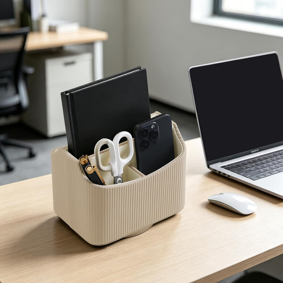 360° Rotating TV Remote Control Holder Desk Remote Organizer White
