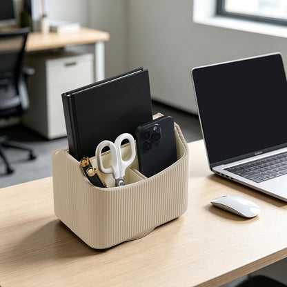 360° Rotating TV Remote Control Holder Desk Remote Organizer White