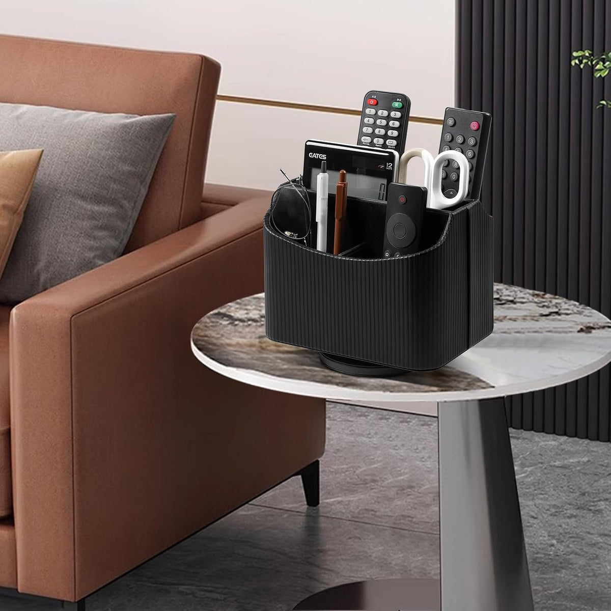360° Rotating TV Remote Control Holder Desk Remote Organizer White