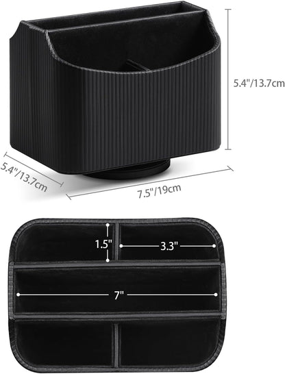 360° Rotating TV Remote Control Holder Desk Remote Organizer White