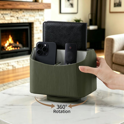 360° Rotating TV Remote Control Holder Desk Remote Organizer White