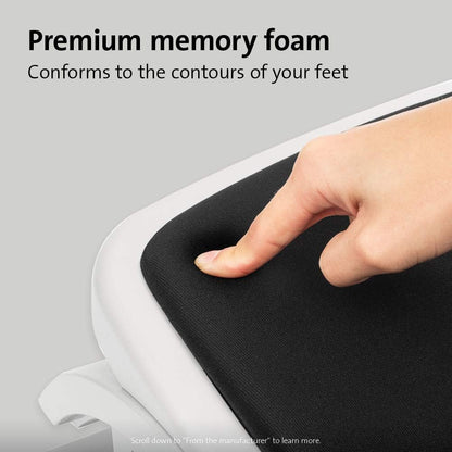 Foot Rest For Under Desk At Work, Smartfit Comfort Memory Foam Angle and Height Adjustable Footrest, Non-Skid Foot Stool For Under Office Desk, White/Black K56144USF