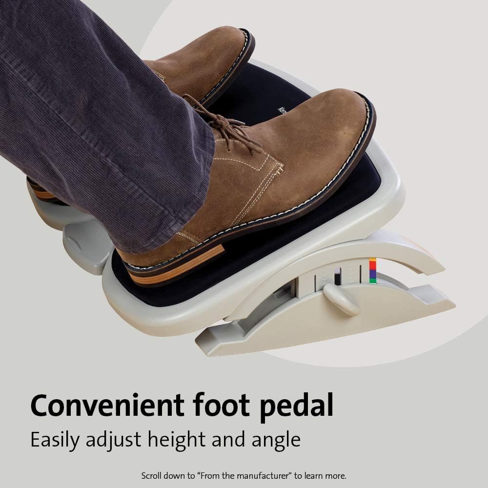 Foot Rest For Under Desk At Work, Smartfit Comfort Memory Foam Angle and Height Adjustable Footrest, Non-Skid Foot Stool For Under Office Desk, White/Black K56144USF