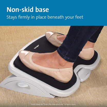 Foot Rest For Under Desk At Work, Smartfit Comfort Memory Foam Angle and Height Adjustable Footrest, Non-Skid Foot Stool For Under Office Desk, White/Black K56144USF