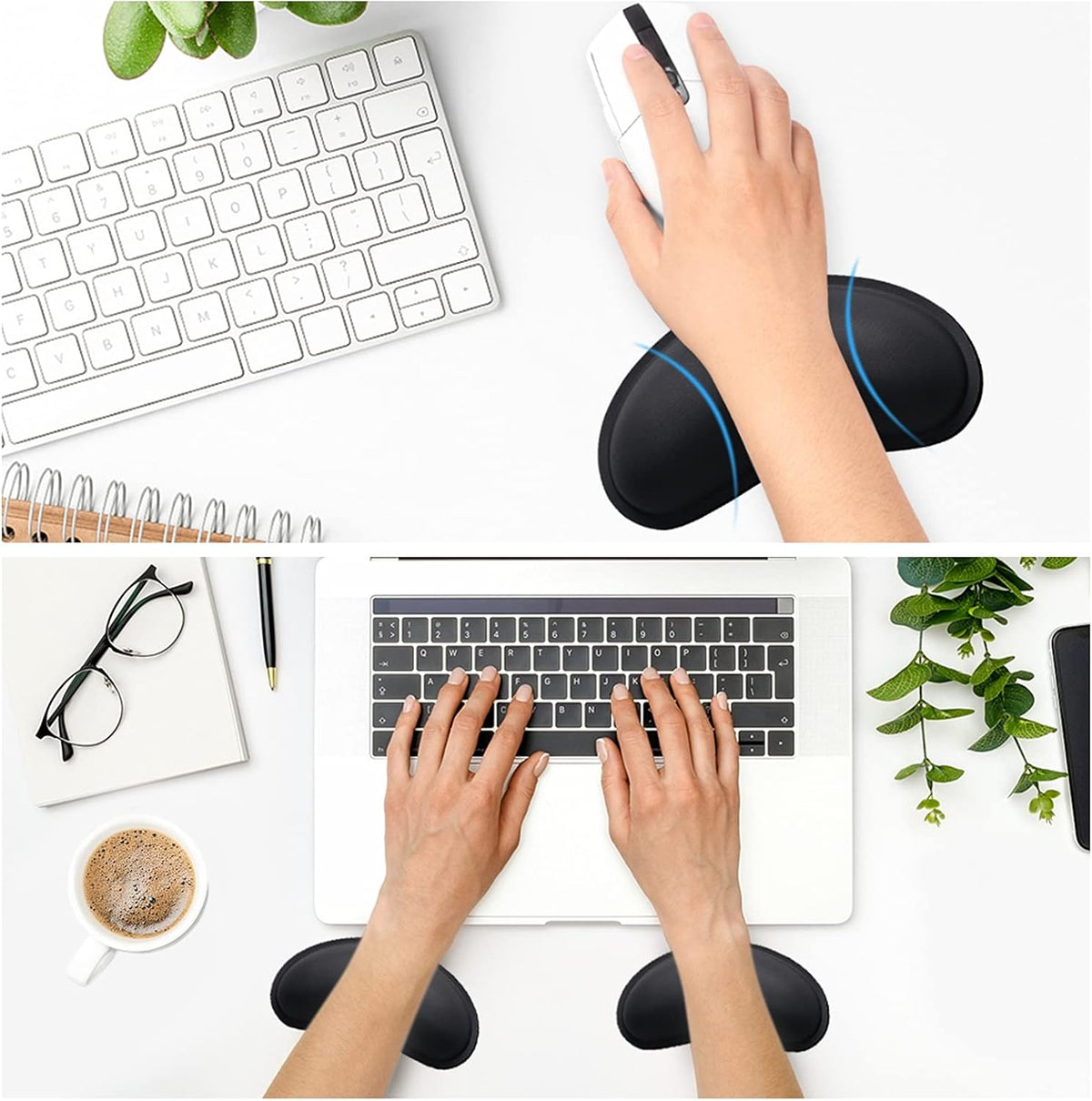 Mouse Wrist Rest, Ergonomic Memory Foam Mouse Wrist for Computer Desk Mats Support, PU Leather Hand Rest Pad Cushion for Gaming, Laptop, Men, Women, Pain Relief & Easy Typing, Black