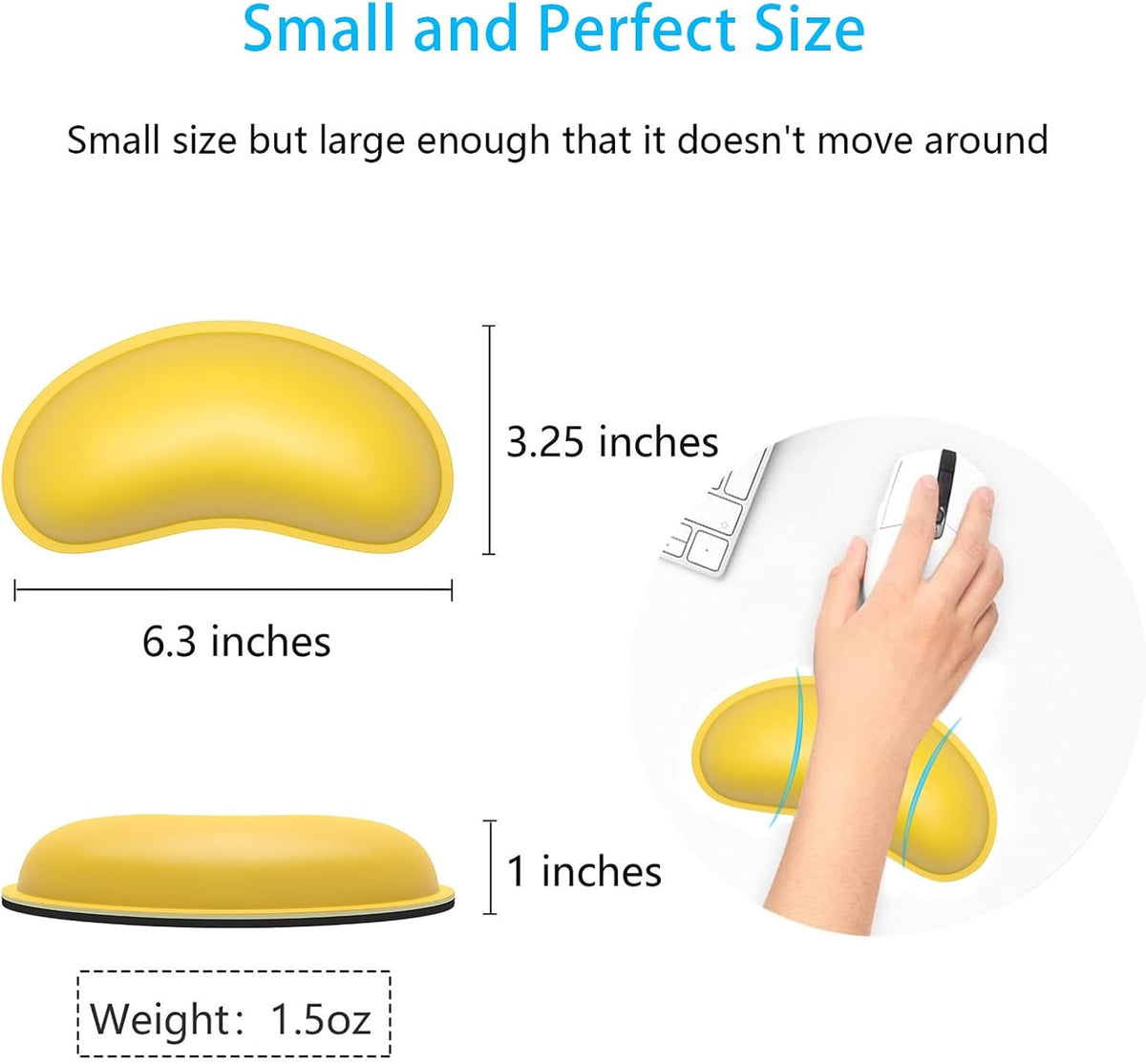 Mouse Wrist Rest, Ergonomic Memory Foam Mouse Wrist for Computer Desk Mats Support, PU Leather Hand Rest Pad Cushion for Gaming, Laptop, Men, Women, Pain Relief & Easy Typing, Black