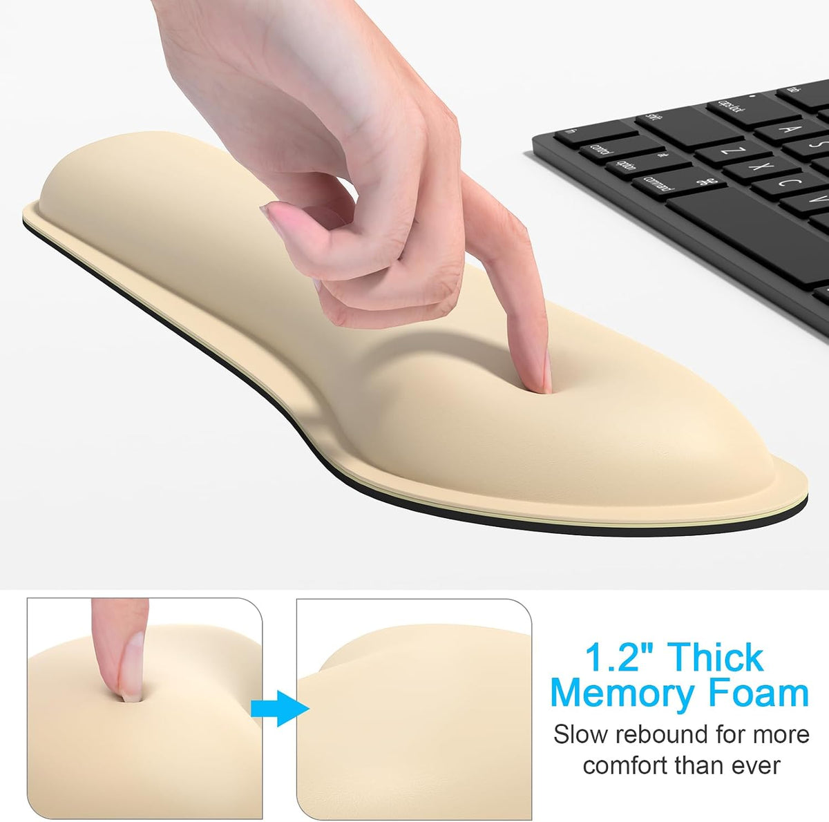 Mouse Wrist Rest, Ergonomic Memory Foam Mouse Wrist for Computer Desk Mats Support, PU Leather Hand Rest Pad Cushion for Gaming, Laptop, Men, Women, Pain Relief & Easy Typing, Black