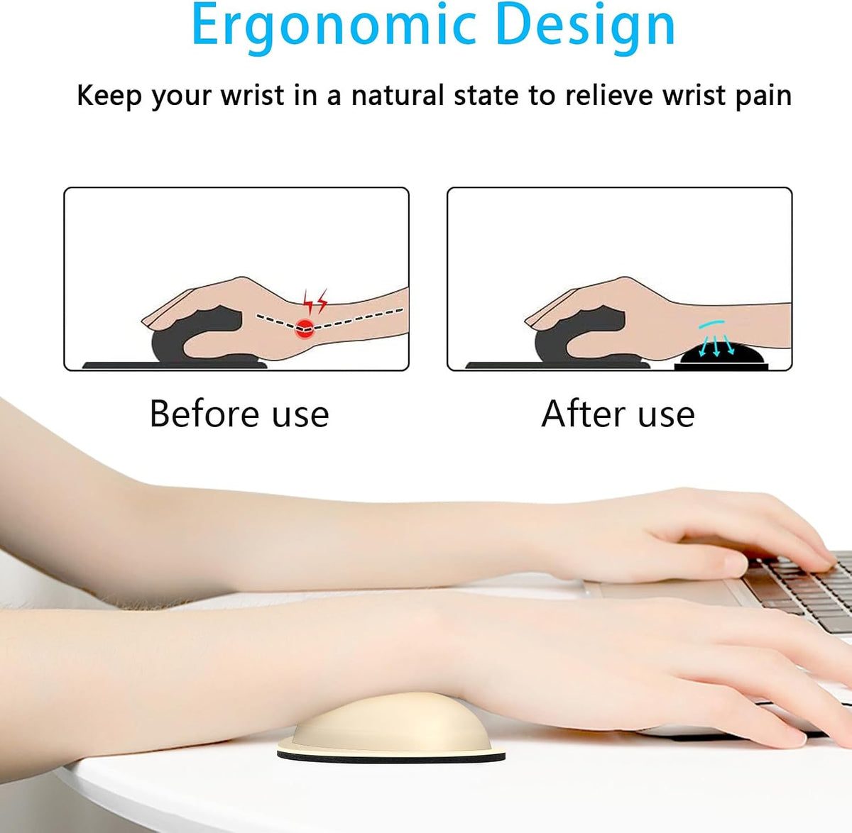Mouse Wrist Rest, Ergonomic Memory Foam Mouse Wrist for Computer Desk Mats Support, PU Leather Hand Rest Pad Cushion for Gaming, Laptop, Men, Women, Pain Relief & Easy Typing, Black