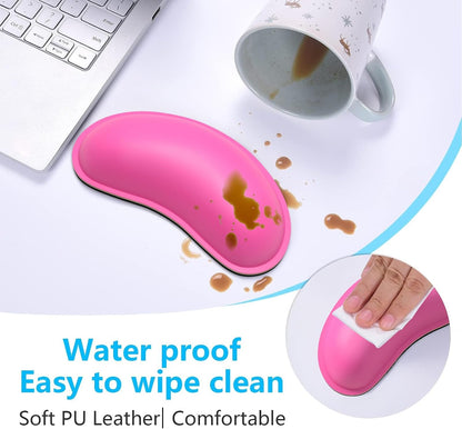 Mouse Wrist Rest, Ergonomic Memory Foam Mouse Wrist for Computer Desk Mats Support, PU Leather Hand Rest Pad Cushion for Gaming, Laptop, Men, Women, Pain Relief & Easy Typing, Black