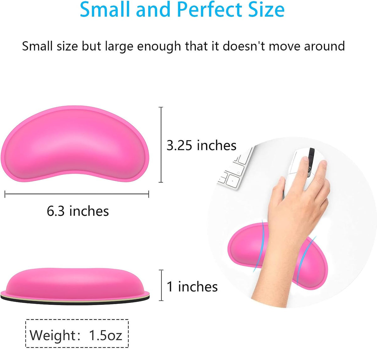 Mouse Wrist Rest, Ergonomic Memory Foam Mouse Wrist for Computer Desk Mats Support, PU Leather Hand Rest Pad Cushion for Gaming, Laptop, Men, Women, Pain Relief & Easy Typing, Black