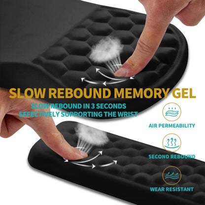 2 in 1 Ergonomic Mouse Pad Wrist Support & Wrist Rest for Computer Keyboard Set, with Relieve Carpal Tunnel Pain Massage Bulge and Full Memory Gel Design (2In1 Set, Black)