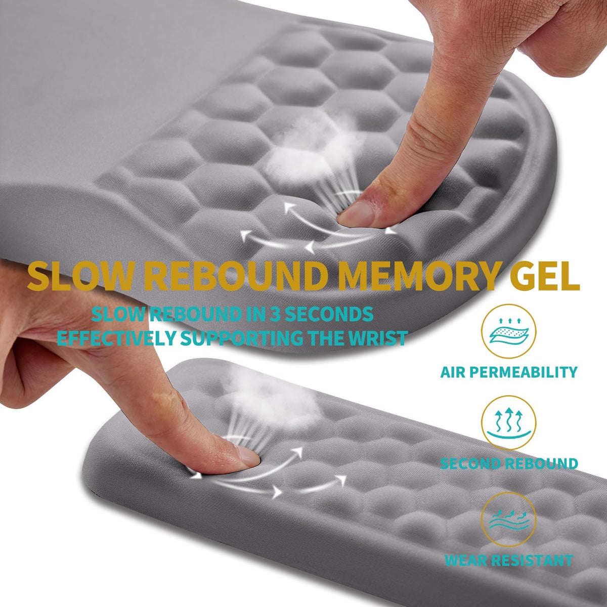 2 in 1 Ergonomic Mouse Pad Wrist Support & Wrist Rest for Computer Keyboard Set, with Relieve Carpal Tunnel Pain Massage Bulge and Full Memory Gel Design (2In1 Set, Black)