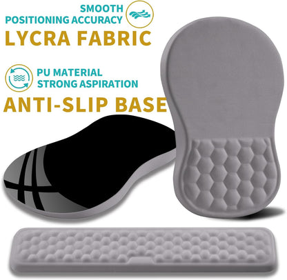 2 in 1 Ergonomic Mouse Pad Wrist Support & Wrist Rest for Computer Keyboard Set, with Relieve Carpal Tunnel Pain Massage Bulge and Full Memory Gel Design (2In1 Set, Black)