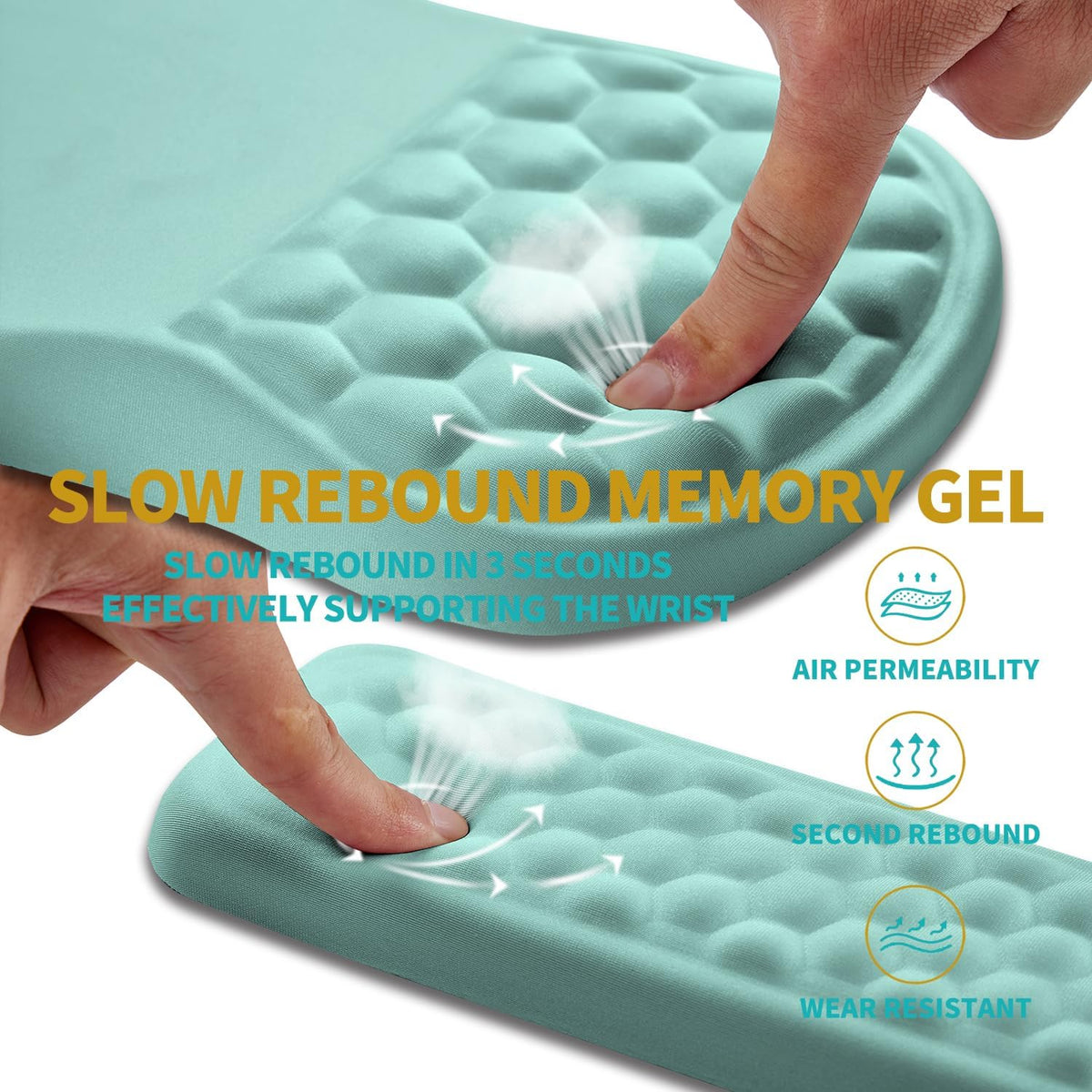 2 in 1 Ergonomic Mouse Pad Wrist Support & Wrist Rest for Computer Keyboard Set, with Relieve Carpal Tunnel Pain Massage Bulge and Full Memory Gel Design (2In1 Set, Black)