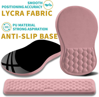 2 in 1 Ergonomic Mouse Pad Wrist Support & Wrist Rest for Computer Keyboard Set, with Relieve Carpal Tunnel Pain Massage Bulge and Full Memory Gel Design (2In1 Set, Black)