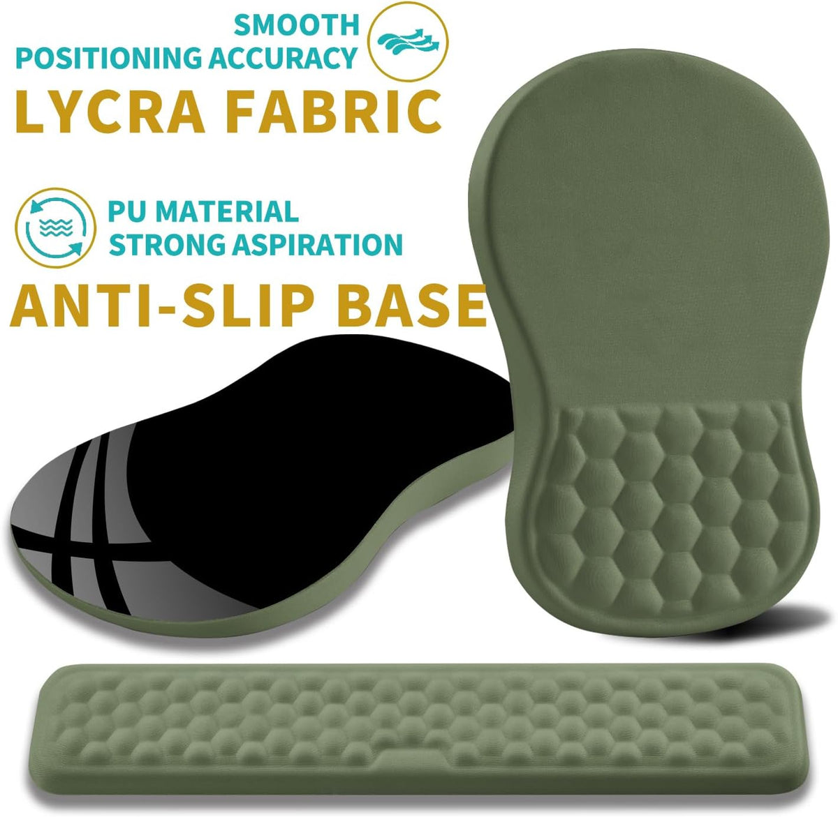 2 in 1 Ergonomic Mouse Pad Wrist Support & Wrist Rest for Computer Keyboard Set, with Relieve Carpal Tunnel Pain Massage Bulge and Full Memory Gel Design (2In1 Set, Black)