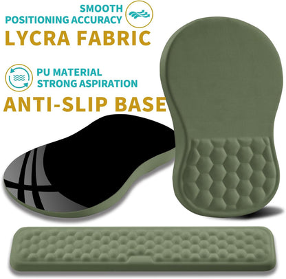 2 in 1 Ergonomic Mouse Pad Wrist Support & Wrist Rest for Computer Keyboard Set, with Relieve Carpal Tunnel Pain Massage Bulge and Full Memory Gel Design (2In1 Set, Black)