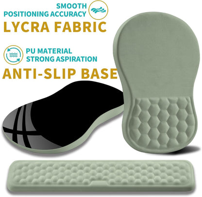 2 in 1 Ergonomic Mouse Pad Wrist Support & Wrist Rest for Computer Keyboard Set, with Relieve Carpal Tunnel Pain Massage Bulge and Full Memory Gel Design (2In1 Set, Black)