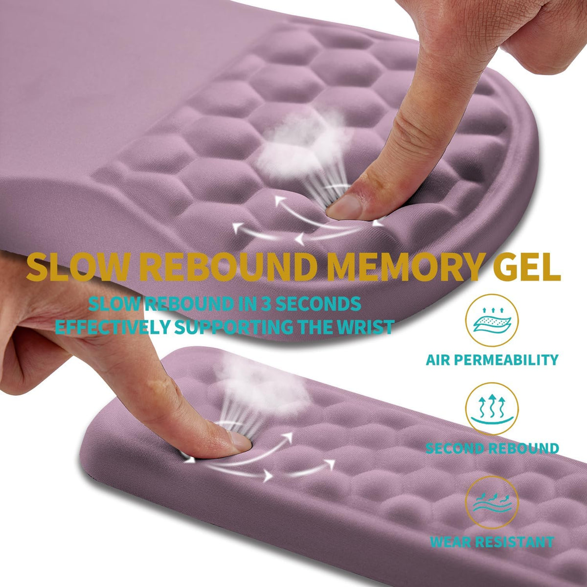 2 in 1 Ergonomic Mouse Pad Wrist Support & Wrist Rest for Computer Keyboard Set, with Relieve Carpal Tunnel Pain Massage Bulge and Full Memory Gel Design (2In1 Set, Black)