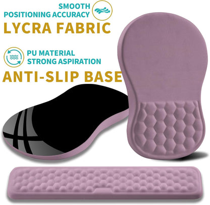 2 in 1 Ergonomic Mouse Pad Wrist Support & Wrist Rest for Computer Keyboard Set, with Relieve Carpal Tunnel Pain Massage Bulge and Full Memory Gel Design (2In1 Set, Black)