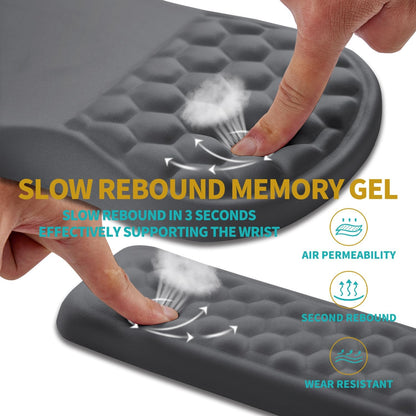 2 in 1 Ergonomic Mouse Pad Wrist Support & Wrist Rest for Computer Keyboard Set, with Relieve Carpal Tunnel Pain Massage Bulge and Full Memory Gel Design (2In1 Set, Black)
