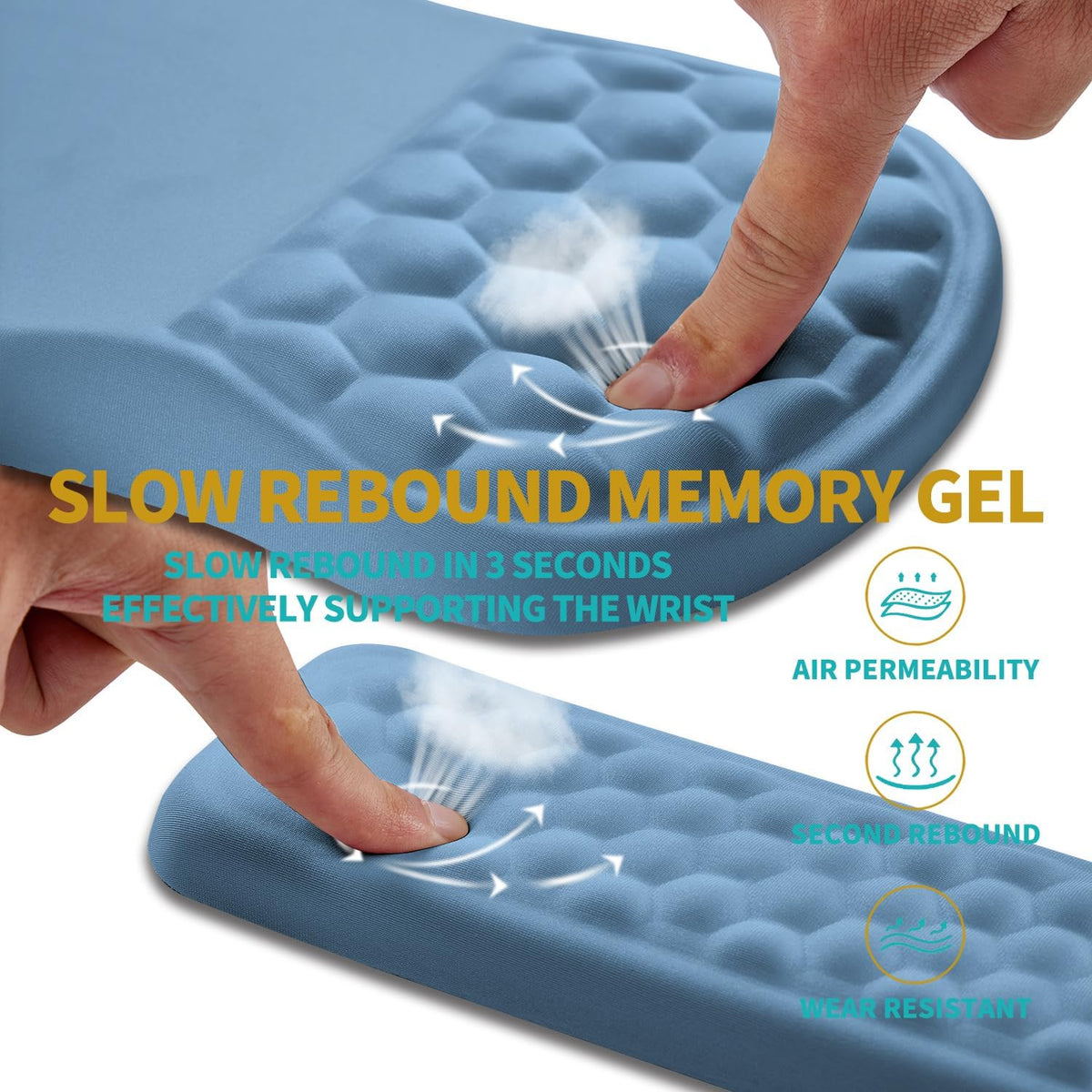 2 in 1 Ergonomic Mouse Pad Wrist Support & Wrist Rest for Computer Keyboard Set, with Relieve Carpal Tunnel Pain Massage Bulge and Full Memory Gel Design (2In1 Set, Black)