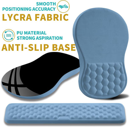 2 in 1 Ergonomic Mouse Pad Wrist Support & Wrist Rest for Computer Keyboard Set, with Relieve Carpal Tunnel Pain Massage Bulge and Full Memory Gel Design (2In1 Set, Black)