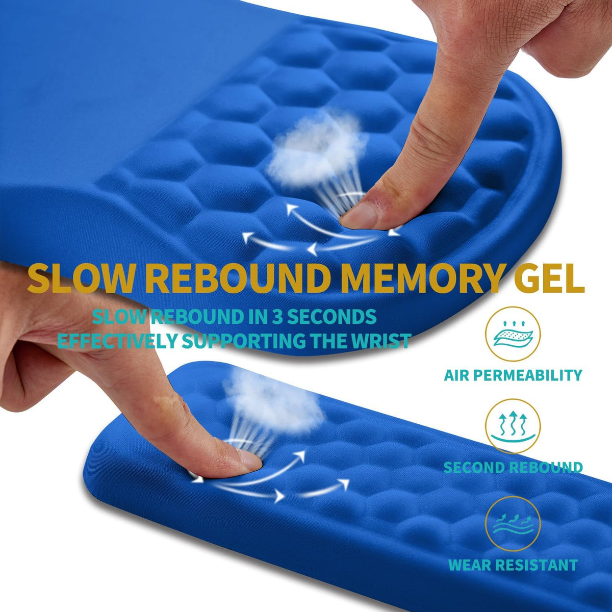 2 in 1 Ergonomic Mouse Pad Wrist Support & Wrist Rest for Computer Keyboard Set, with Relieve Carpal Tunnel Pain Massage Bulge and Full Memory Gel Design (2In1 Set, Black)