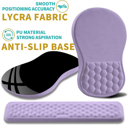 2 in 1 Ergonomic Mouse Pad Wrist Support & Wrist Rest for Computer Keyboard Set, with Relieve Carpal Tunnel Pain Massage Bulge and Full Memory Gel Design (2In1 Set, Black)