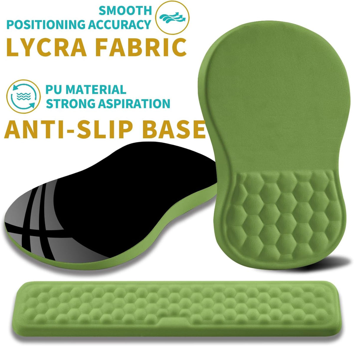 2 in 1 Ergonomic Mouse Pad Wrist Support & Wrist Rest for Computer Keyboard Set, with Relieve Carpal Tunnel Pain Massage Bulge and Full Memory Gel Design (2In1 Set, Black)