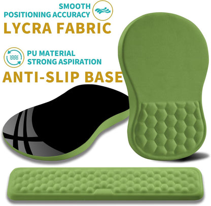 2 in 1 Ergonomic Mouse Pad Wrist Support & Wrist Rest for Computer Keyboard Set, with Relieve Carpal Tunnel Pain Massage Bulge and Full Memory Gel Design (2In1 Set, Black)
