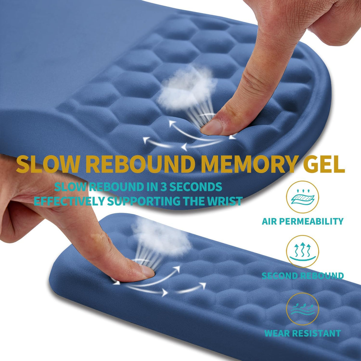 2 in 1 Ergonomic Mouse Pad Wrist Support & Wrist Rest for Computer Keyboard Set, with Relieve Carpal Tunnel Pain Massage Bulge and Full Memory Gel Design (2In1 Set, Black)