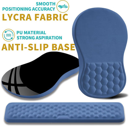 2 in 1 Ergonomic Mouse Pad Wrist Support & Wrist Rest for Computer Keyboard Set, with Relieve Carpal Tunnel Pain Massage Bulge and Full Memory Gel Design (2In1 Set, Black)