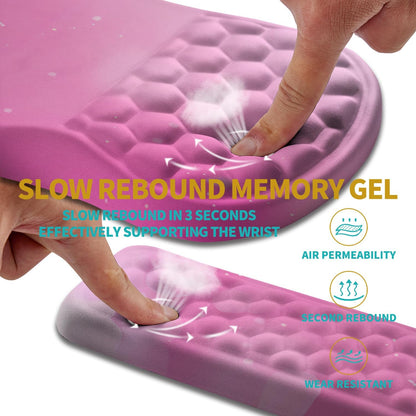 2 in 1 Ergonomic Mouse Pad Wrist Support & Wrist Rest for Computer Keyboard Set, with Relieve Carpal Tunnel Pain Massage Bulge and Full Memory Gel Design (2In1 Set, Black)