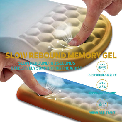 2 in 1 Ergonomic Mouse Pad Wrist Support & Wrist Rest for Computer Keyboard Set, with Relieve Carpal Tunnel Pain Massage Bulge and Full Memory Gel Design (2In1 Set, Black)