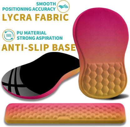 2 in 1 Ergonomic Mouse Pad Wrist Support & Wrist Rest for Computer Keyboard Set, with Relieve Carpal Tunnel Pain Massage Bulge and Full Memory Gel Design (2In1 Set, Black)