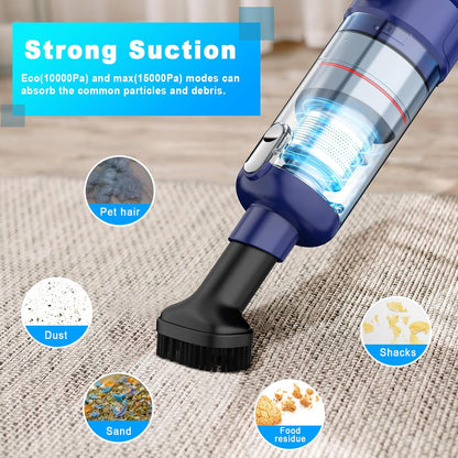 MONOZEL Car Vacuum Portable Cordless, 18000Pa 2 in 1 Vacuum Cleaner&Air Duster, 130W Brushless Motor Handheld Vacuum Cordless with 7800mAh Battery, LED Light, Multi-Nozzles for Car, Home, Office, Pet