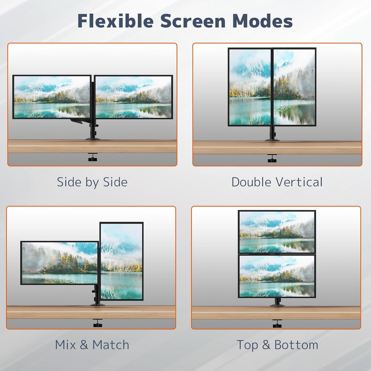 Dual Monitor Stand for 17-32 Inch Screens, VESA 75/100