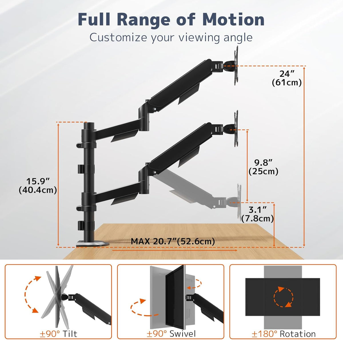 Dual Monitor Stand for 17-32 Inch Screens, VESA 75/100