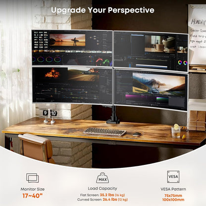 Dual Monitor Stand for 17-32 Inch Screens, VESA 75/100