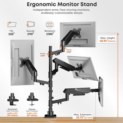 Dual Monitor Stand for 17-32 Inch Screens, VESA 75/100