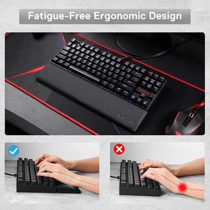 P036 Meteor M Computer Keyboard Wrist Rest Pad, Ergonomic Soft Memory Foam Wrist Support w/Anti-Slip Rubber Base, 80% 87 Keys TKL Size 14.13 x 2.87 in, 0.78 inch (20mm) Height, Black