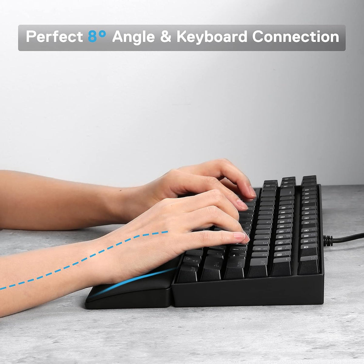 P036 Meteor M Computer Keyboard Wrist Rest Pad, Ergonomic Soft Memory Foam Wrist Support w/Anti-Slip Rubber Base, 80% 87 Keys TKL Size 14.13 x 2.87 in, 0.78 inch (20mm) Height, Black