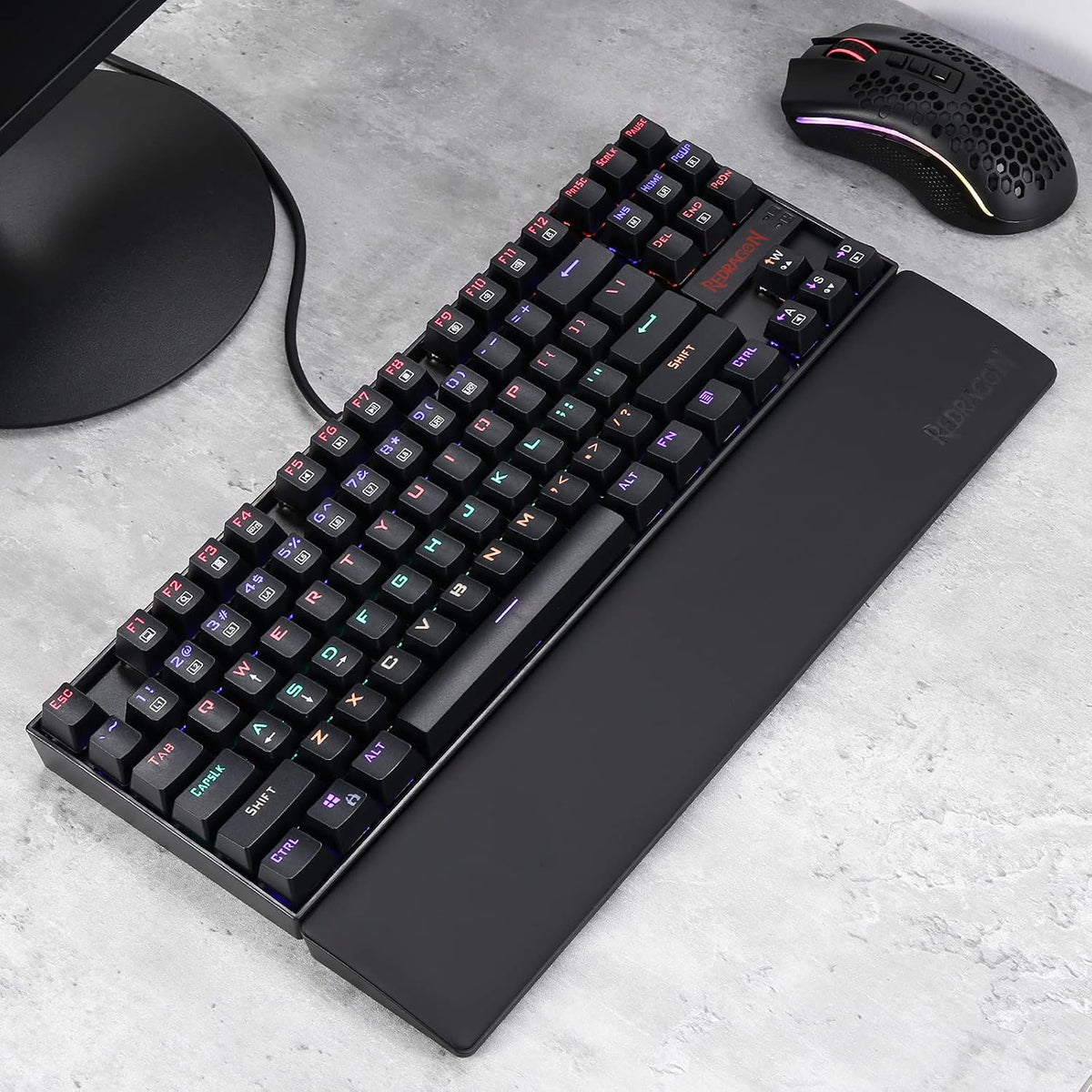 P036 Meteor M Computer Keyboard Wrist Rest Pad, Ergonomic Soft Memory Foam Wrist Support w/Anti-Slip Rubber Base, 80% 87 Keys TKL Size 14.13 x 2.87 in, 0.78 inch (20mm) Height, Black
