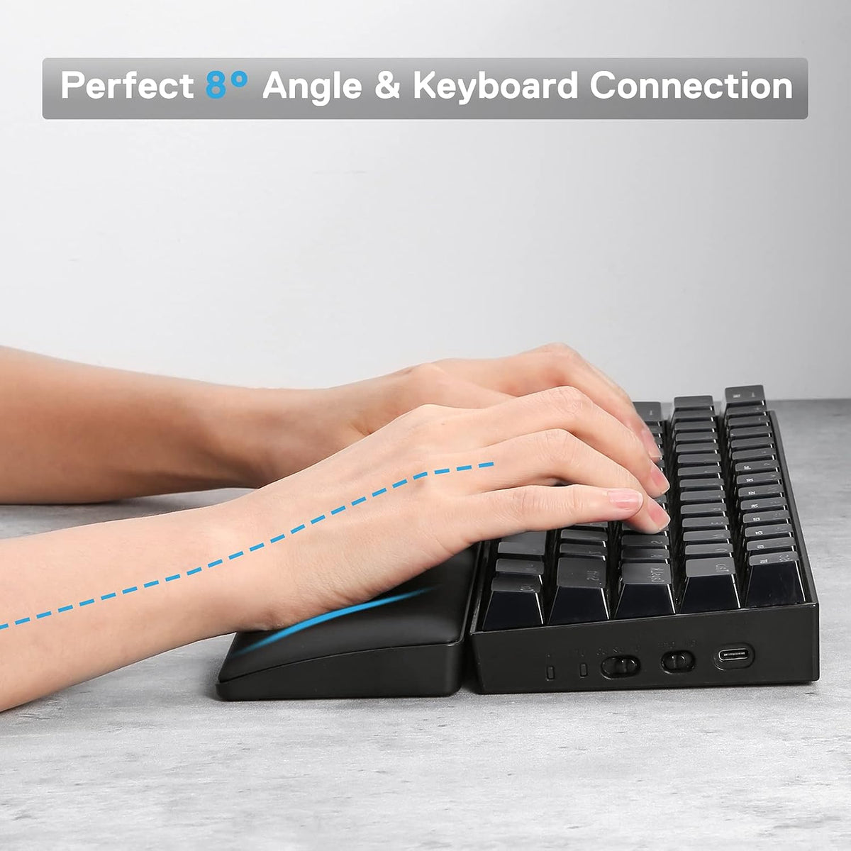 P036 Meteor M Computer Keyboard Wrist Rest Pad, Ergonomic Soft Memory Foam Wrist Support w/Anti-Slip Rubber Base, 80% 87 Keys TKL Size 14.13 x 2.87 in, 0.78 inch (20mm) Height, Black