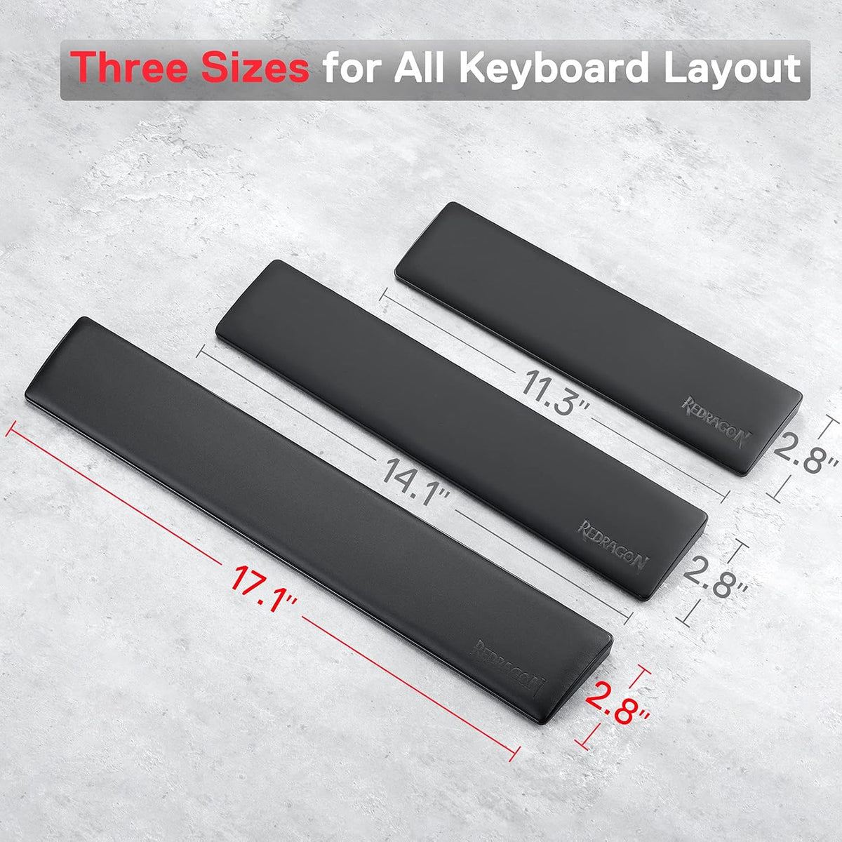 P036 Meteor M Computer Keyboard Wrist Rest Pad, Ergonomic Soft Memory Foam Wrist Support w/Anti-Slip Rubber Base, 80% 87 Keys TKL Size 14.13 x 2.87 in, 0.78 inch (20mm) Height, Black